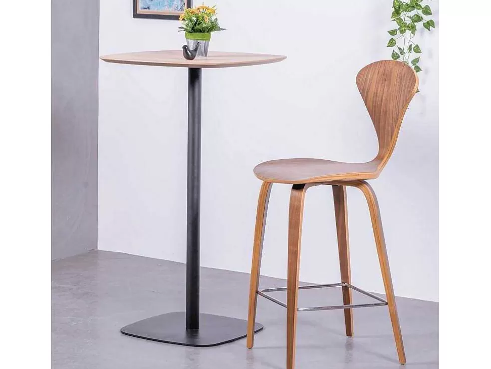 Vente-unique Mesa Alta Para Bar Estilo Industrial, 106Cm De Altura E 60X60Cm - Pub - Carvalho* Móvel De Cozinha