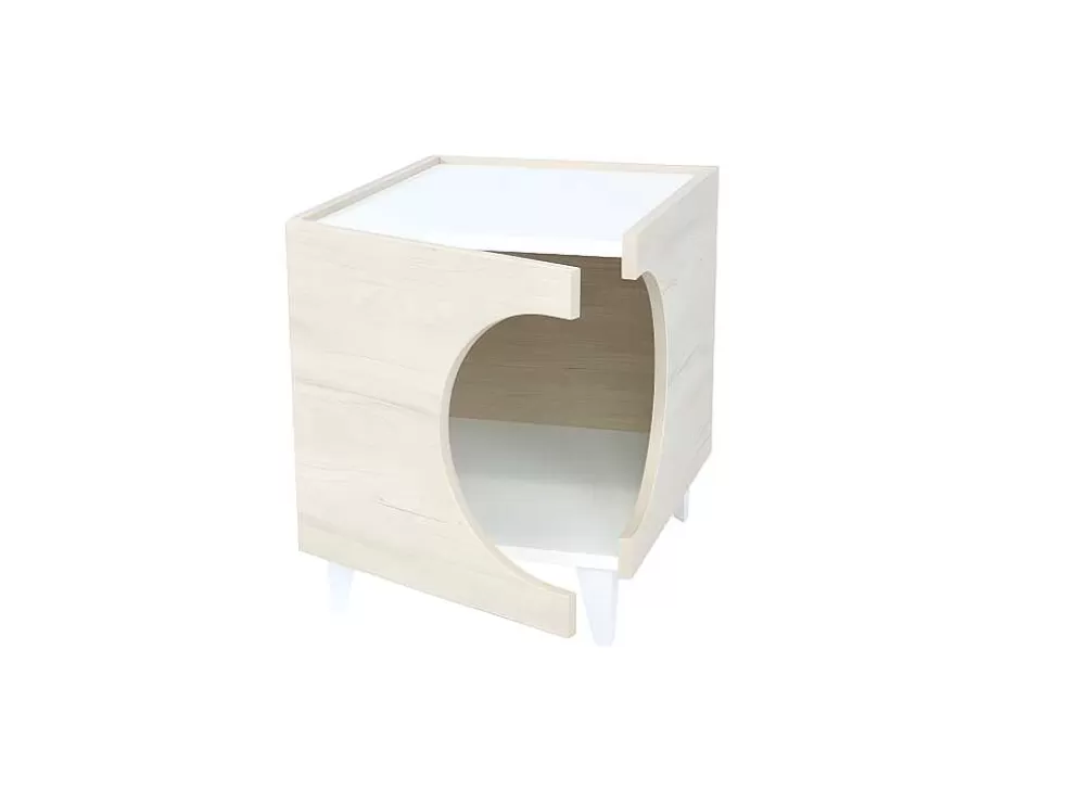 Skraut Home Mesa Animal Ellie - Carvalho/Branco, Orificio De Entrada Lateral, 1 Porta.* Acessórios Para Animais De Estimação