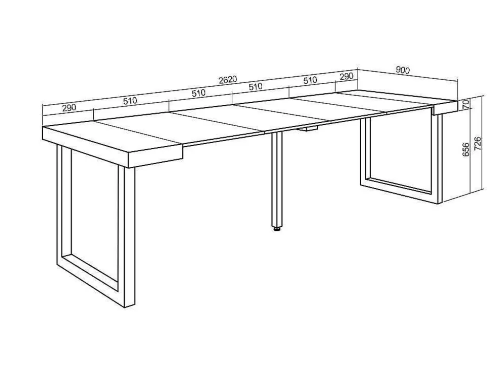 Skraut Home Mesa Consola Extensivel, 260, Para 12 Péssoas, Pés De Madeira, Branco E Cinzento* Consola