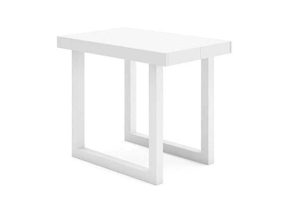 Skraut Home Mesa Consola Extensivel, 260, Para 12 Péssoas, Pés De Madeira, Branco E Cinzento* Consola