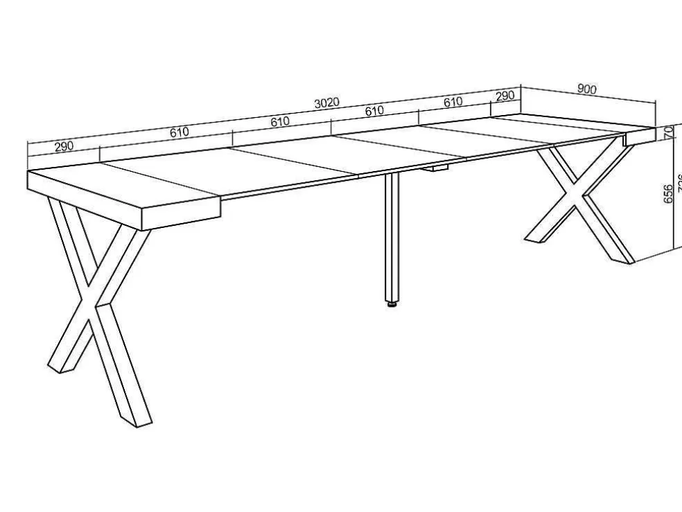 Skraut Home Mesa Consola Extensivel, 300, Para 14 Péssoas, Pés De Madeira, Carvahlo* Consola