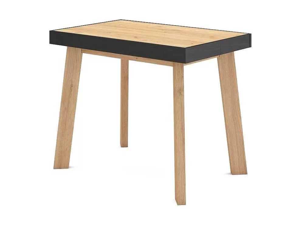Skraut Home Mesa Consola Extensivel, 180, Para 8 Péssoas, Pés De Madeira, Carvahlo E Preto* Consola