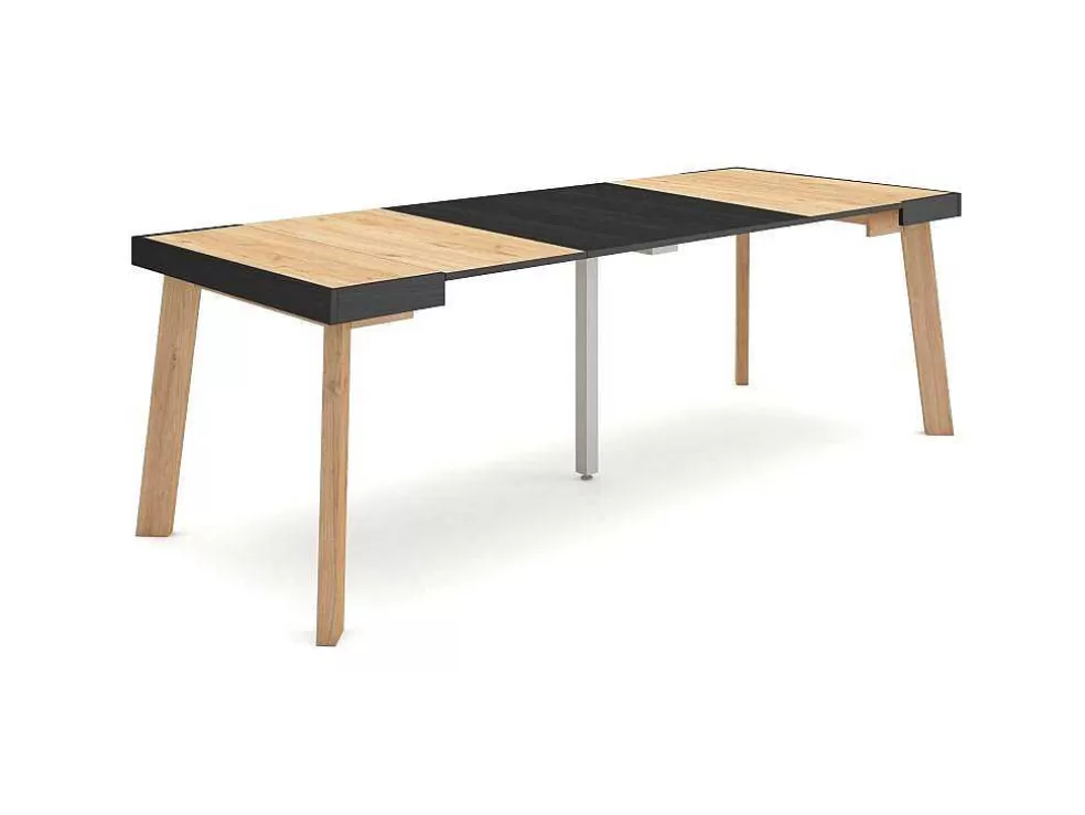 Skraut Home Mesa Consola Extensivel, 220, Para 10 Péssoas, Pés De Madeira, Carvahlo E Preto* Consola