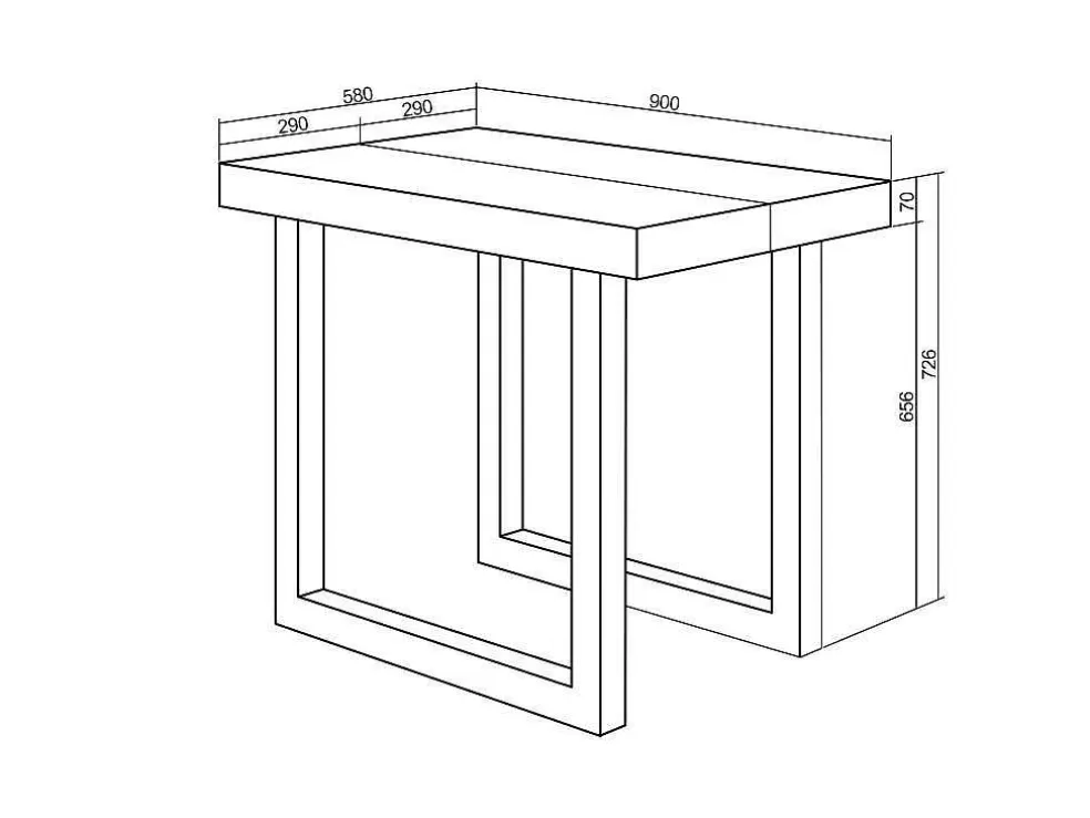 Skraut Home Mesa Consola Extensivel, 220, Para 10 Péssoas, Pés De Madeira, Carvahlo E Preto* Consola