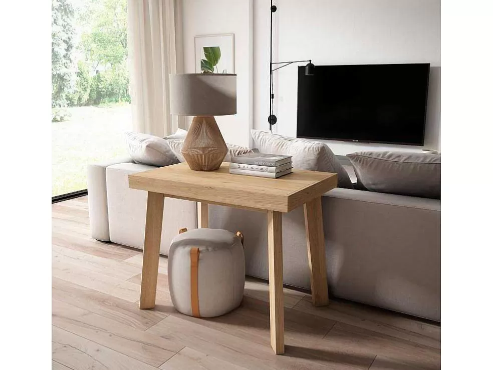 Skraut Home Mesa Consola Extensivel, 180, Para 8 Péssoas, Pés De Madeira, Carvahlo E Preto* Consola