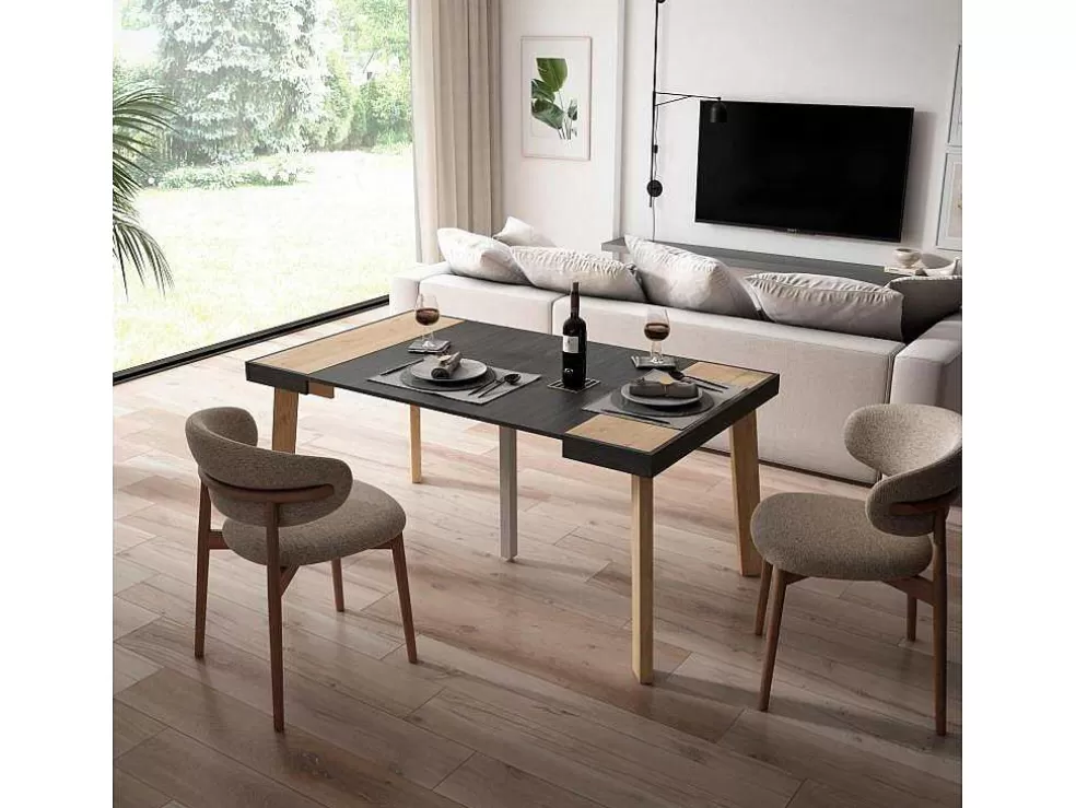 mesa_consola_extensivel__para__pssoas_ps_de_madeira_carvahlo_e_preto_5-1.webp Skraut Home Mesa Consola Extensivel, 160, Para 8 Péssoas, Pés De Madeira, Carvahlo E Preto* Consola