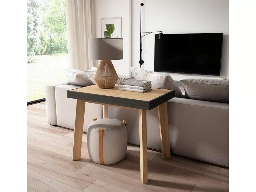 mesa_consola_extensivel__para__pssoas_ps_de_madeira_carvahlo_e_preto_6-1.webp Skraut Home Mesa Consola Extensivel, 160, Para 8 Péssoas, Pés De Madeira, Carvahlo E Preto* Consola