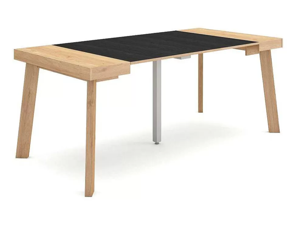 Skraut Home Mesa Consola Extensivel, 180, Para 8 Péssoas, Pés De Madeira, Carvahlo E Preto* Consola