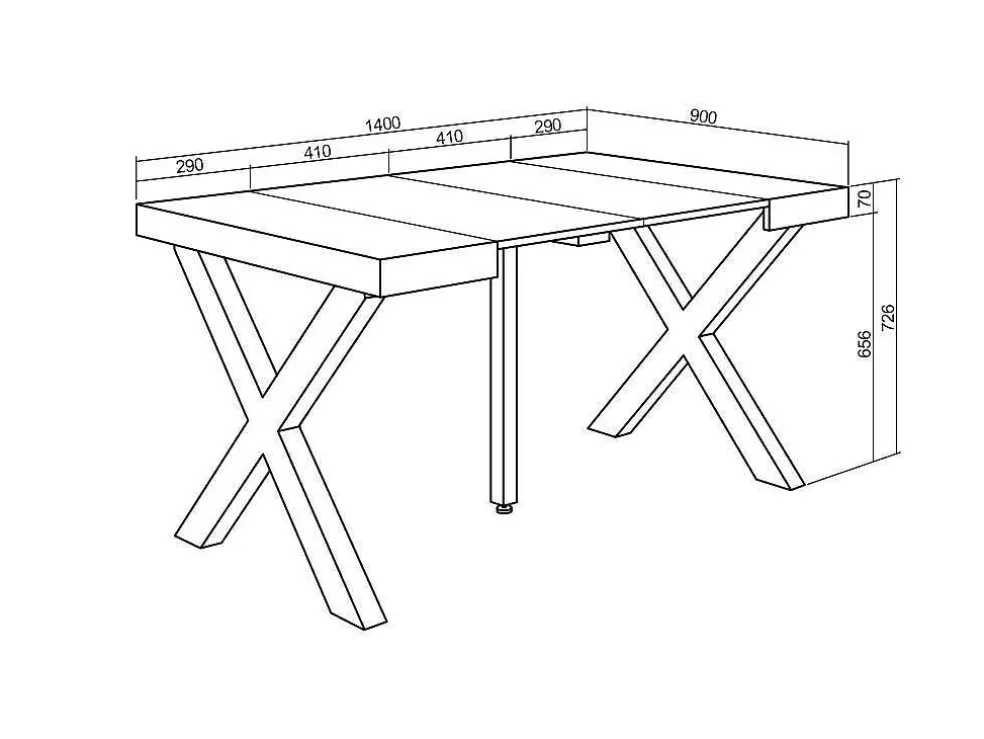 Skraut Home Mesa Consola Extensivel, 140, Para 6 Péssoas, Pés De Madeira, Carvahlo E Preto* Mesa De Jantar