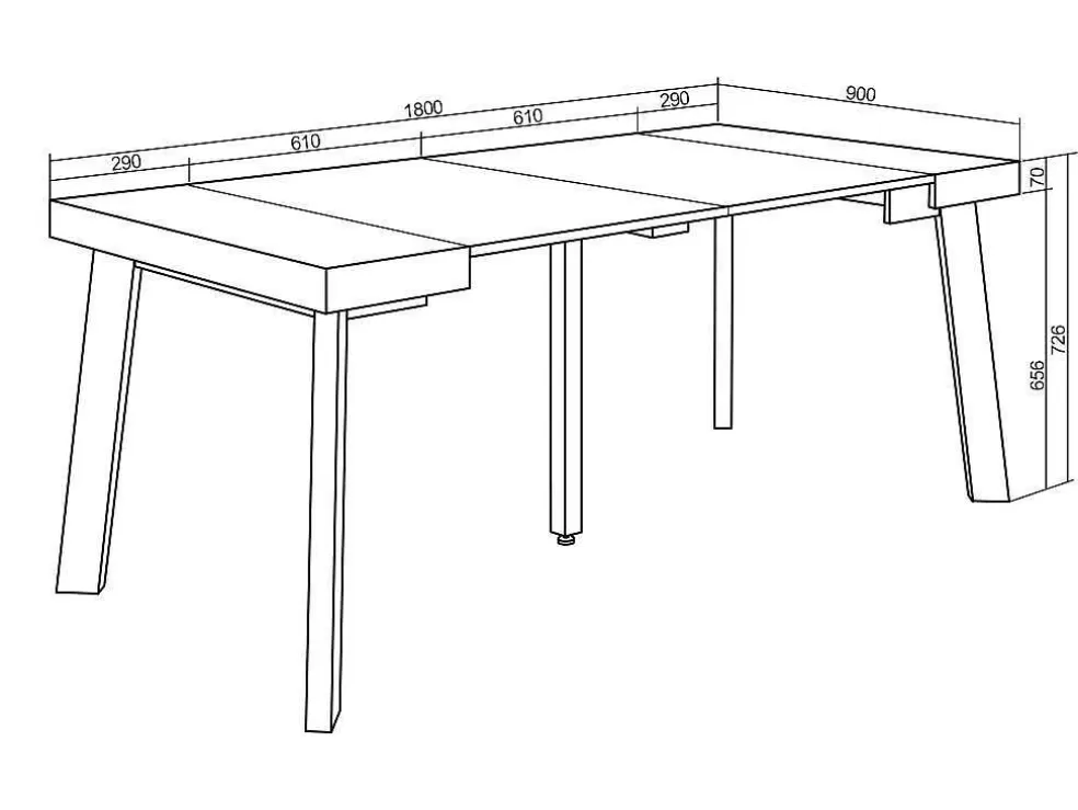Skraut Home Mesa Consola Extensivel, 180, Para 8 Péssoas, Pés De Madeira, Carvahlo E Preto* Consola