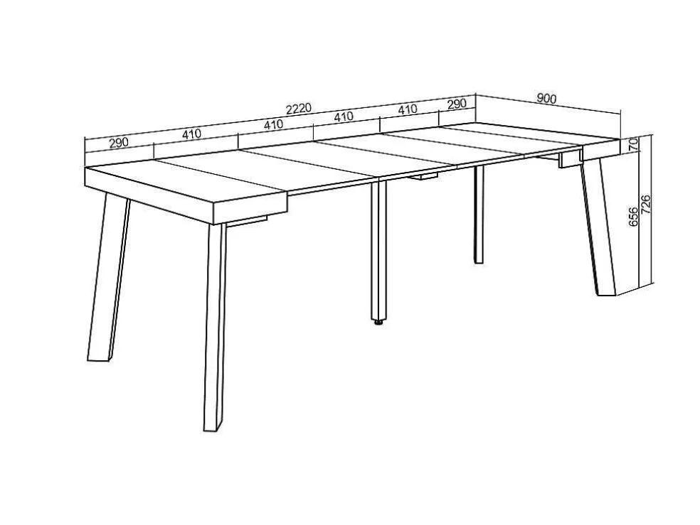 Skraut Home Mesa Consola Extensivel, 220, Para 10 Péssoas, Pés De Madeira, Cimento* Consola