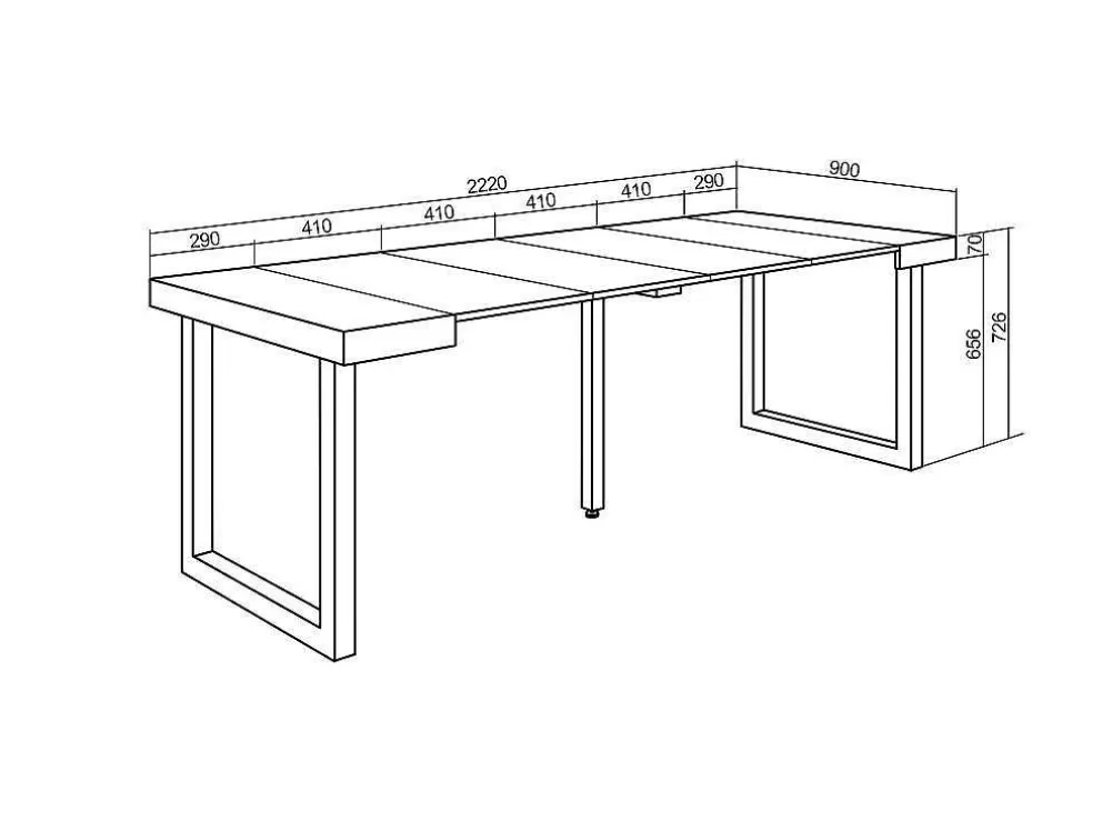 Skraut Home Mesa Consola Extensivel, 220, Para 10 Péssoas, Pés De Madeira, Preto E Carvahlo* Consola