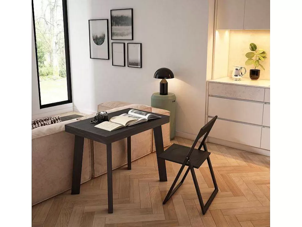 Skraut Home Mesa Consola Extensivel, 300, Para 14 Péssoas, Pés De Madeira, Preto E Carvahlo* Consola