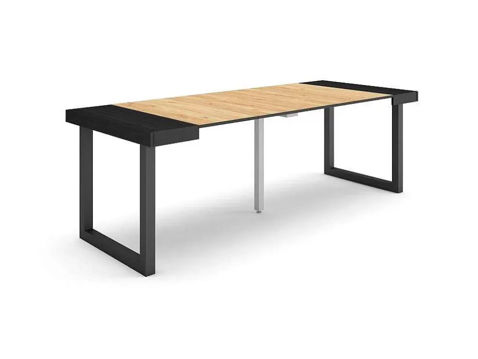 Skraut Home Mesa Consola Extensivel, 220, Para 10 Péssoas, Pés De Madeira, Preto E Carvahlo* Consola