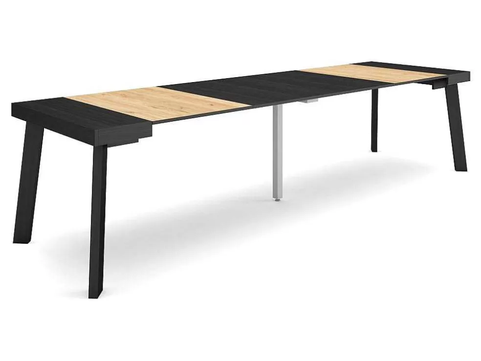 Skraut Home Mesa Consola Extensivel, 300, Para 14 Péssoas, Pés De Madeira, Preto E Carvahlo* Consola