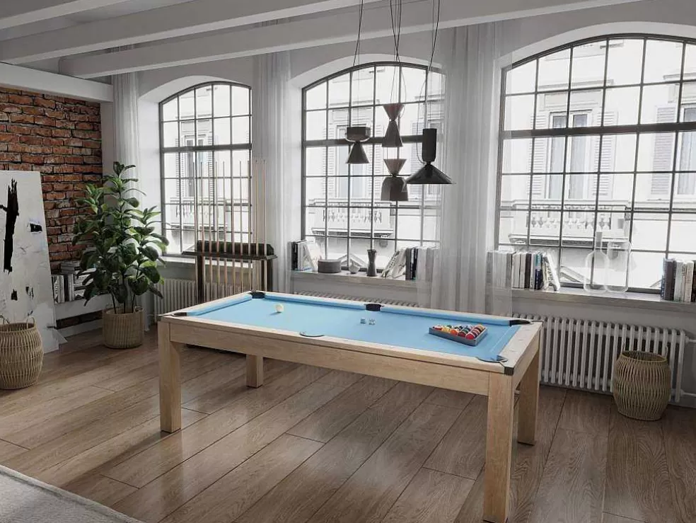 Vente-unique Mesa Convertivel - Mesa De Bilhar E De Ping Pong Balthazar - 213*112*81.5 Cm - Azul* Mesa De Jantar