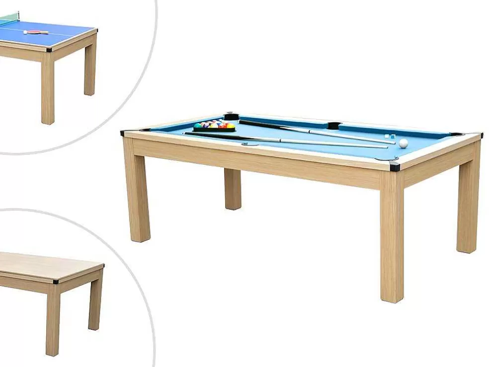 Vente-unique Mesa Convertivel - Mesa De Bilhar E De Ping Pong Balthazar - 213*112*81.5 Cm - Azul* Mesa De Jantar