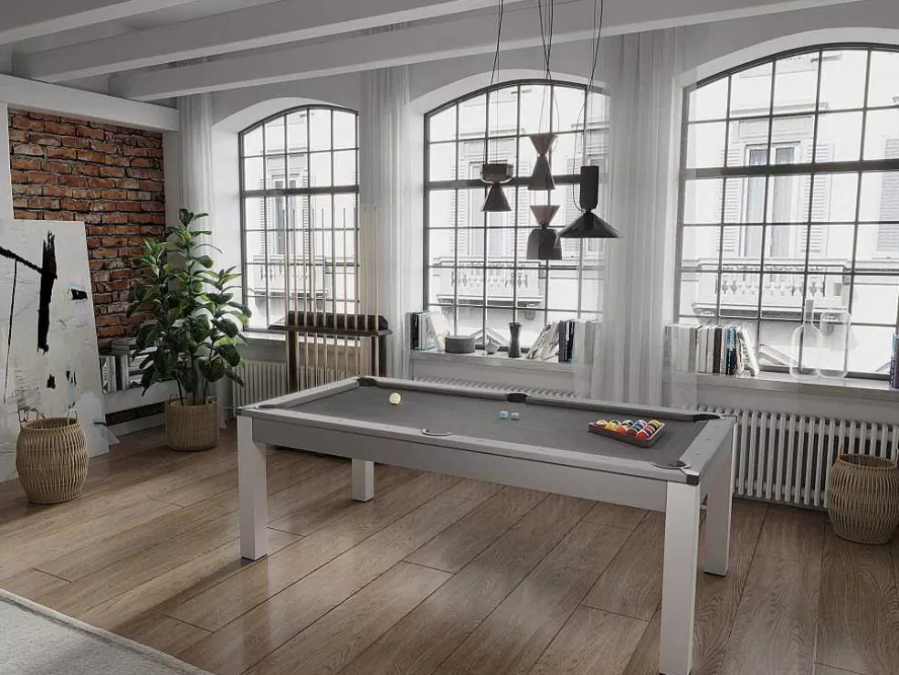 Vente-unique Mesa Convertivel - Mesa De Bilhar E De Ping Pong Balthazar - 213*112*81.5 Cm - Cinzento* Mesa De Jantar