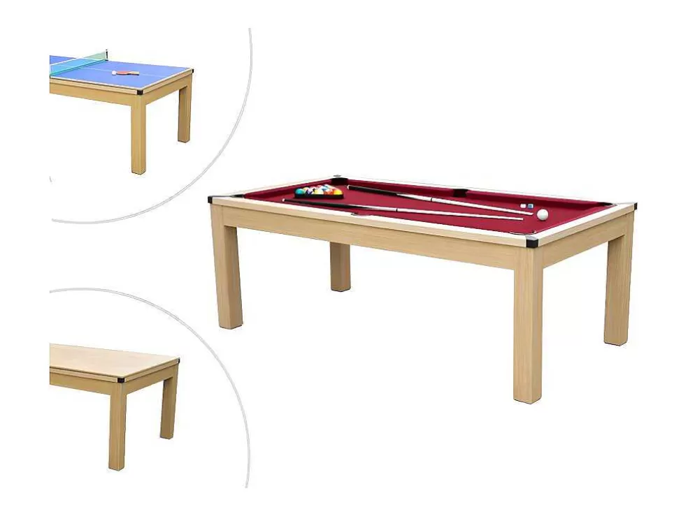 Vente-unique Mesa Convertivel - Mesa De Bilhar E De Ping Pong Balthazar - 213*112*81.5 Cm - Vermelho* Jogo De Interior
