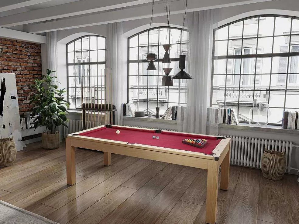 Vente-unique Mesa Convertivel - Mesa De Bilhar E De Ping Pong Balthazar - 213*112*81.5 Cm - Vermelho* Jogo De Interior