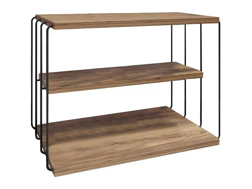 Vente-unique Mesa De Apoio Com 1 Prateleira Natural Claro E Preto - Brilena* Mesa De Apoio