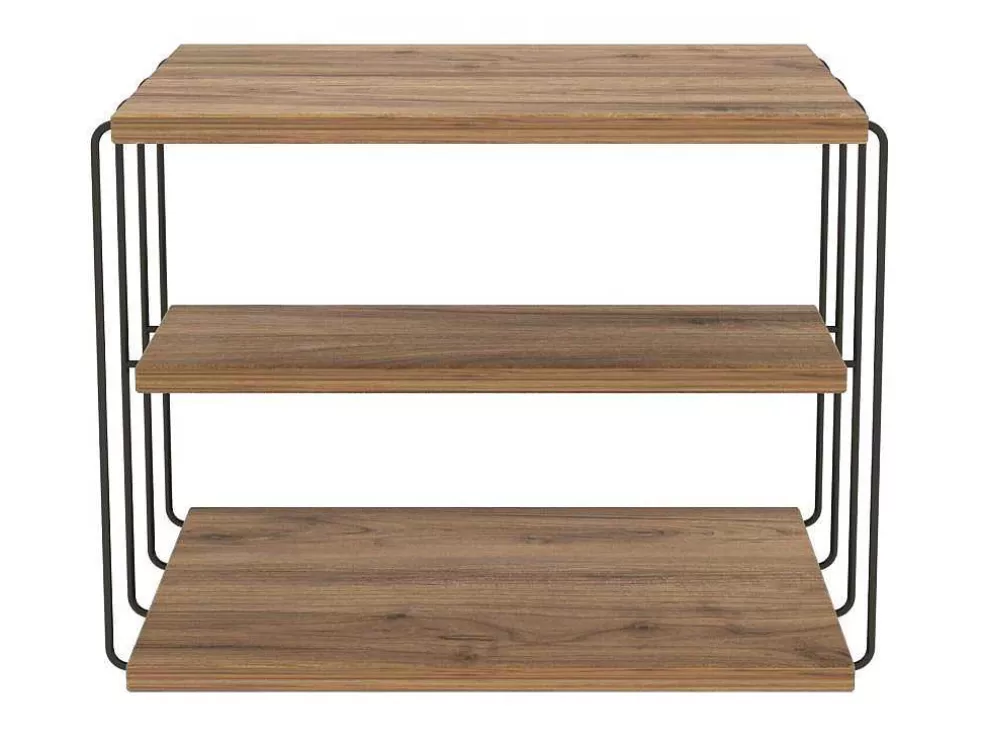 Vente-unique Mesa De Apoio Com 1 Prateleira Natural Claro E Preto - Brilena* Mesa De Apoio