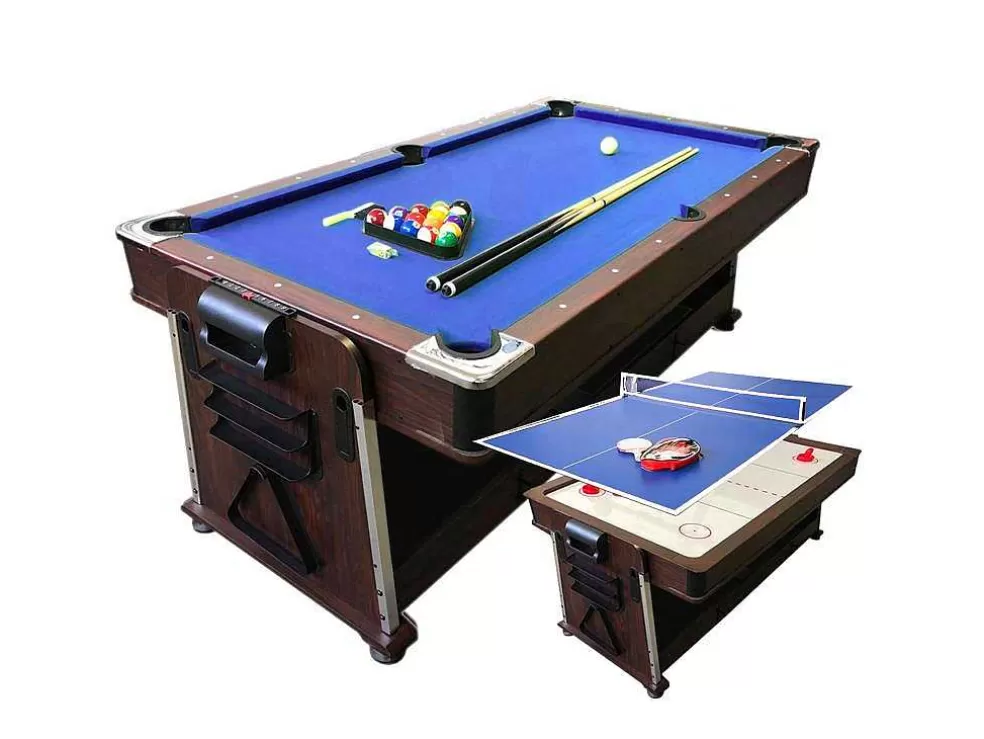 ELITESHOPPING Mesa De Bilhar 7 Pés Multijogo Azul Air Hockey + Ping Pong - Stark* Jogo De Interior