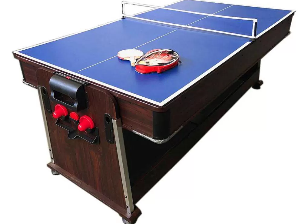 ELITESHOPPING Mesa De Bilhar 7 Pés Multijogo Azul Air Hockey + Ping Pong - Stark* Jogo De Interior