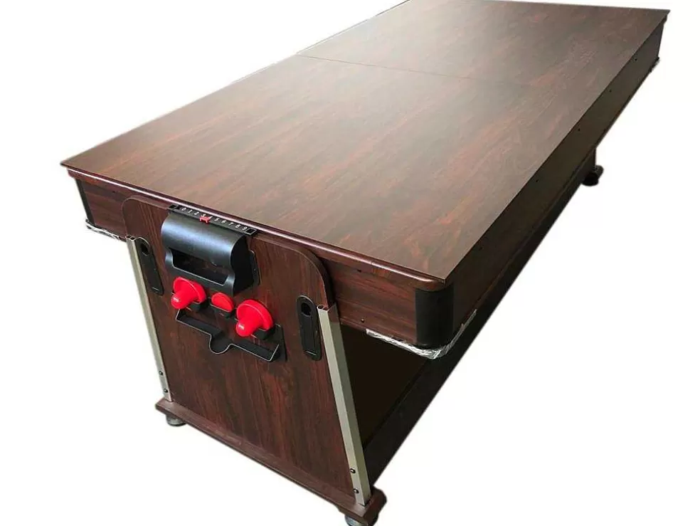 ELITESHOPPING Mesa De Bilhar 7 Pés Multijogo Azul Air Hockey + Ping Pong - Stark Com Bancos* Jogo De Interior