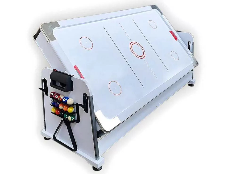 ELITESHOPPING Mesa De Bilhar 7 Pés Multijogo Azul Air Hockey + Ping Pong - Stark White* Jogo De Interior