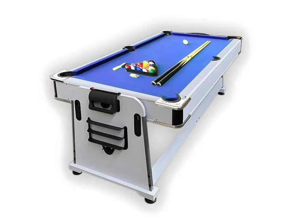 ELITESHOPPING Mesa De Bilhar 7 Pés Multijogo Azul Air Hockey + Ping Pong - Stark White* Jogo De Interior