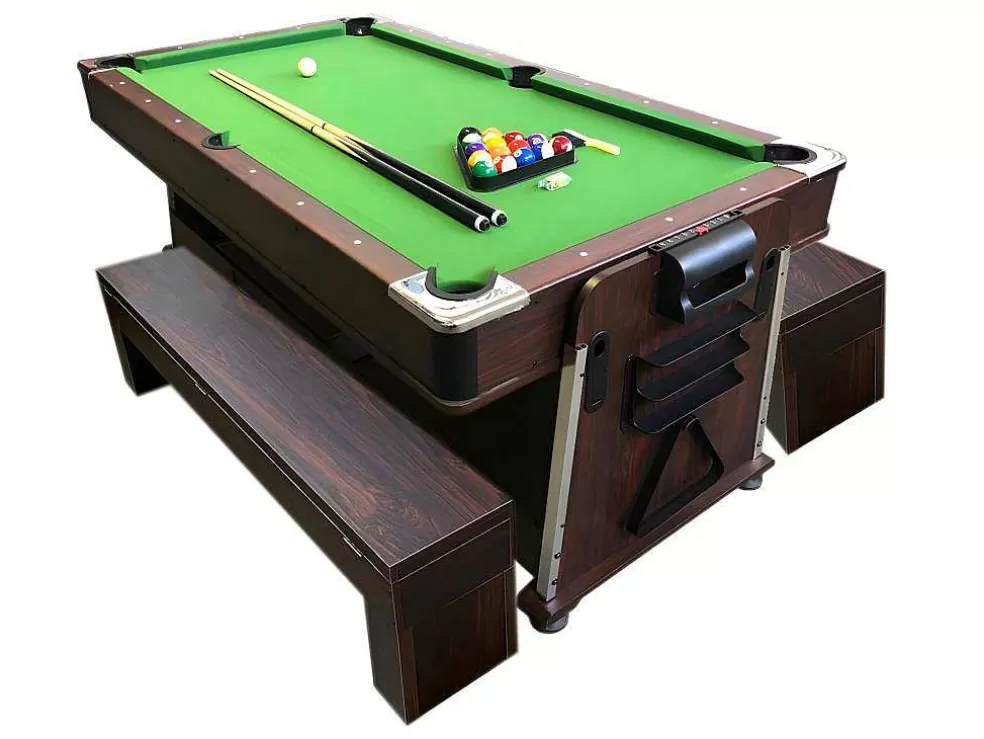 ELITESHOPPING Mesa De Bilhar 7 Pés Multijogo Verde Air Hockey + Ping Pong - Stark Com Bancos* Jogo De Interior