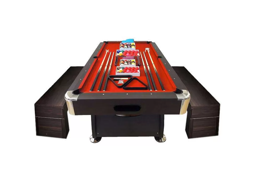 ELITESHOPPING Mesa De Bilhar De 8 Pés Com Banco De Armazenamento Viper Red* Jogo De Interior