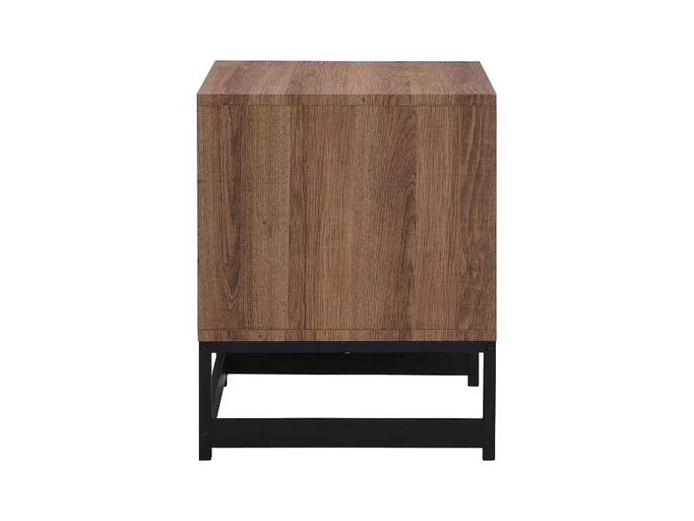 Vente-unique Mesa De Cabeceira Com 1 Gaveta E 1 Nicho Em Mdf E Aco Cor Natural E Preto - Caratana* Mesa De Cabeceira