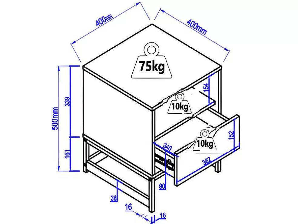 Vente-unique Mesa De Cabeceira Com 1 Gaveta E 1 Nicho Em Mdf E Aco Cor Natural E Preto - Caratana* Mesa De Cabeceira