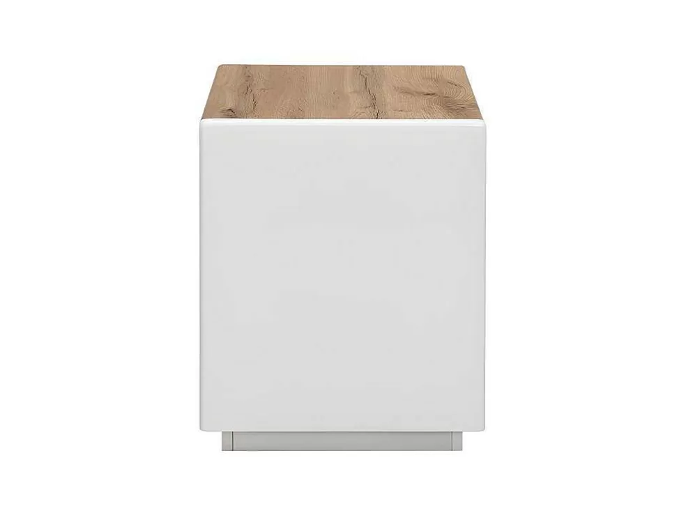 Vente-unique Mesa De Cabeceira Com 1 Gaveta E 1 Nicho Em Mdf Lacado A Branco E Cor Carvalho - Amani* Mesa De Cabeceira