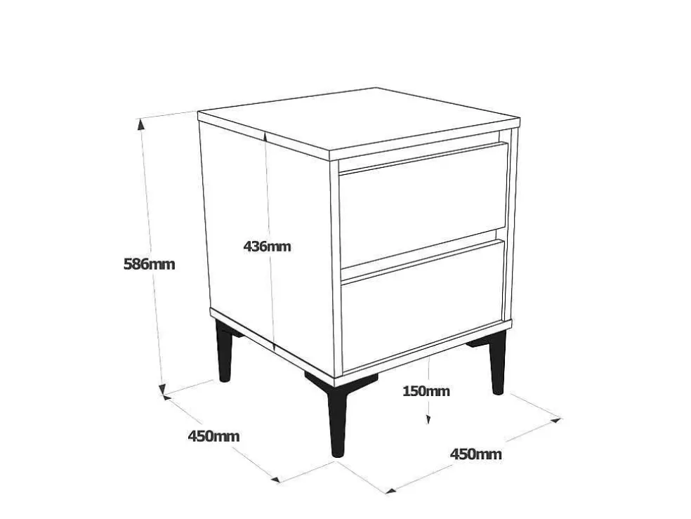 Venprodin Mesa De Cabeceira Com 2 Gavetas - - Feltro 45 Cm - Antracite* Mesa De Cabeceira