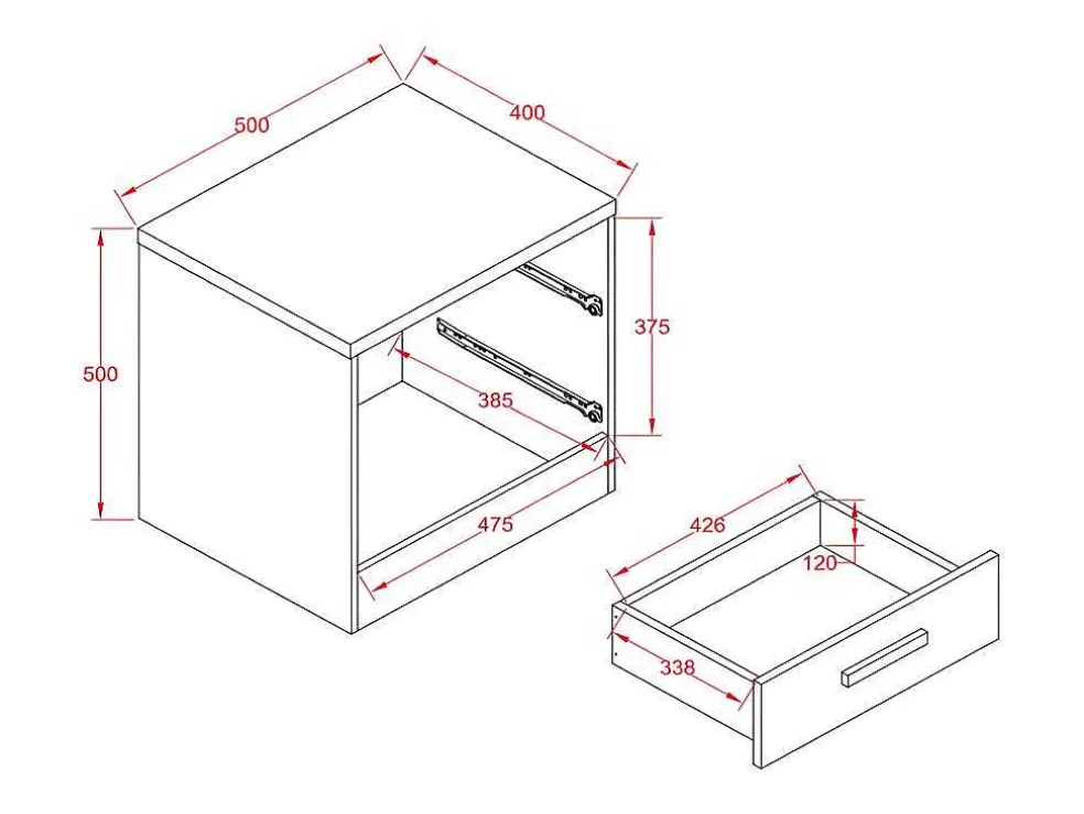 Vente-unique Mesa De Cabeceira Com 2 Gavetas Branco E Natural - Skaido* Móvel Para Quarto De Crianças