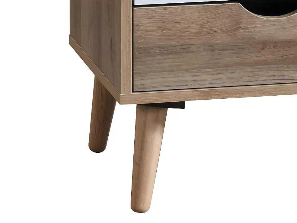 Vente-unique Mesa De Cabeceira Com 3 Gavetas Cores Natural, Branco E Azul-Marinho - Lurvia* Móvel Para Quarto De Crianças