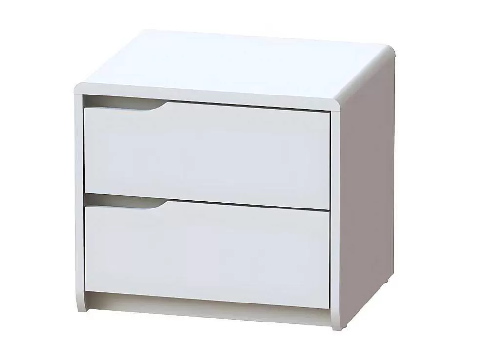 Vente-unique Mesa De Cabeceira Com 2 Gavetas Em Mdf Cor Branco - Lucile Ii* Mesa De Cabeceira