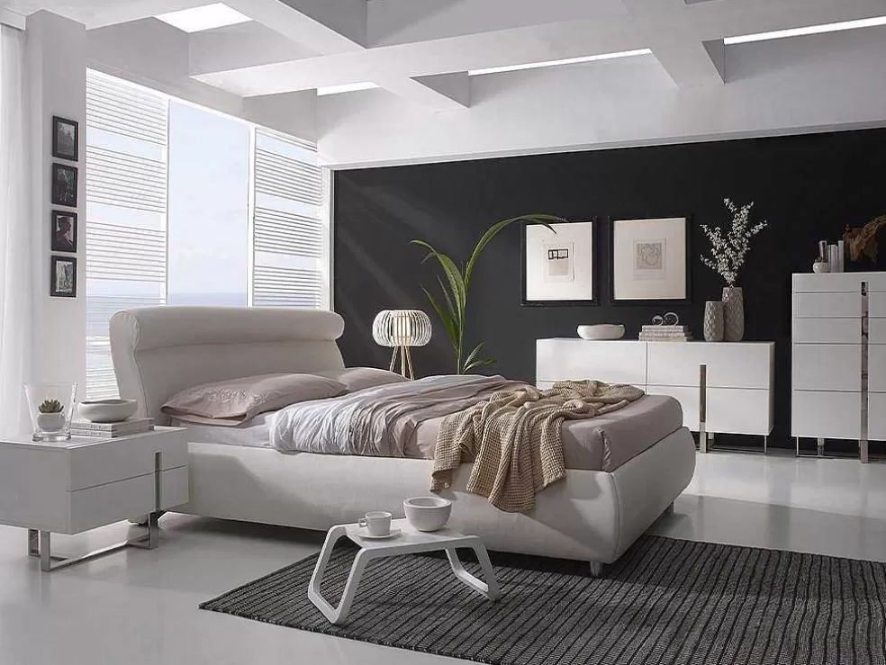 Angel Cerda Mesa De Cabeceira Em Mdf Lacado Branco Brilhante Com Duas Gavetas 7003* Mesa De Cabeceira