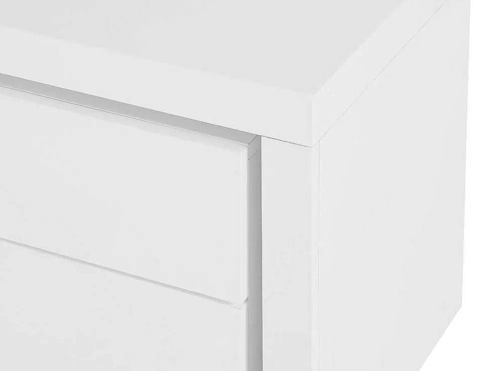 Vente-unique Mesa De Cabeceira Lado Direito Com 2 Gavetas, Com Leds, Lacado A Branco - Flarancia* Mesa De Cabeceira