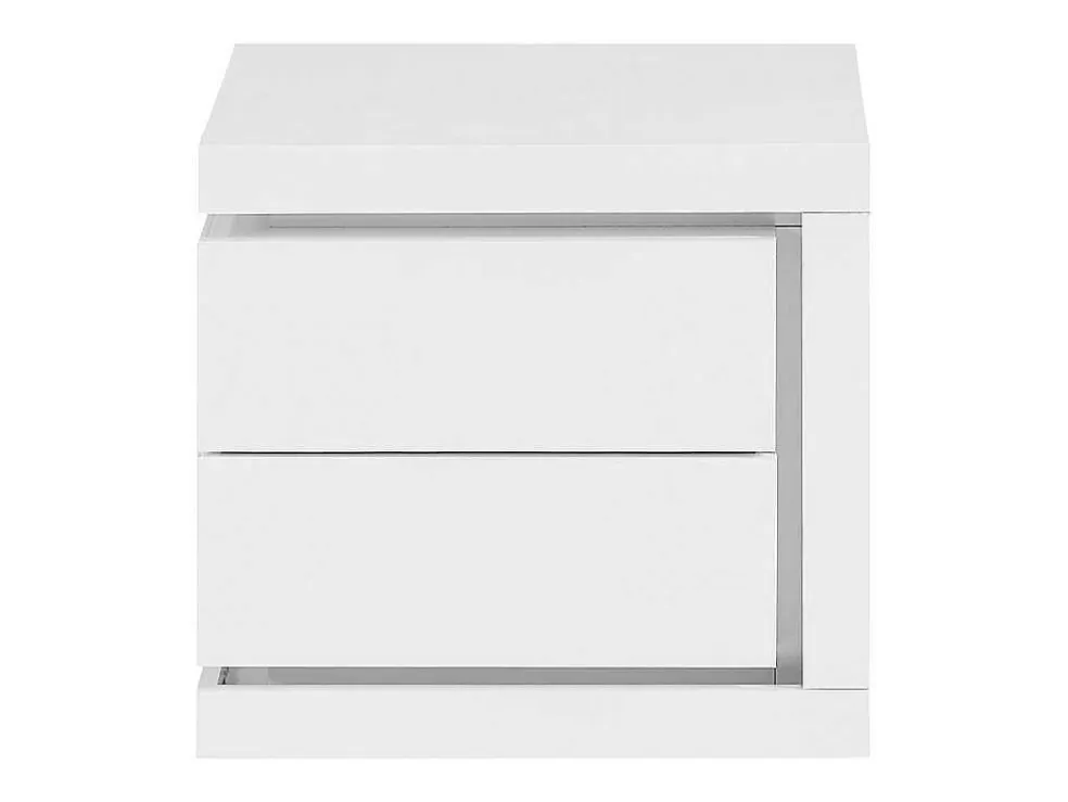 Vente-unique Mesa De Cabeceira Lado Direito Com 2 Gavetas, Com Leds, Lacado A Branco - Flarancia* Mesa De Cabeceira