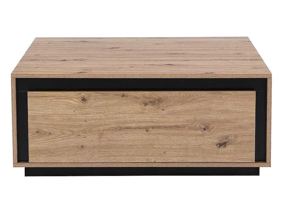 Vente-unique Mesa De Centro 2 Gavetas Em Mdf Cor Natural E Preto - Nalamane* Mesa De Centro