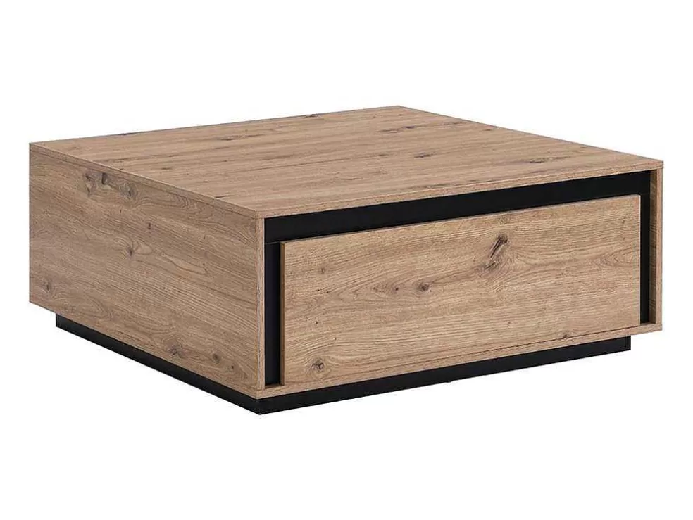 Vente-unique Mesa De Centro 2 Gavetas Em Mdf Cor Natural E Preto - Nalamane* Mesa De Centro