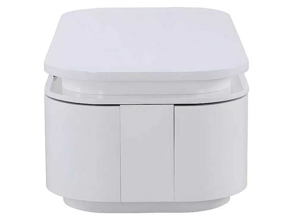 Vente-unique Mesa De Centro 4 Portas E 1 Gaveta Com Leds Em Mdf Lacado A Branco - Vandana* Mesa De Centro