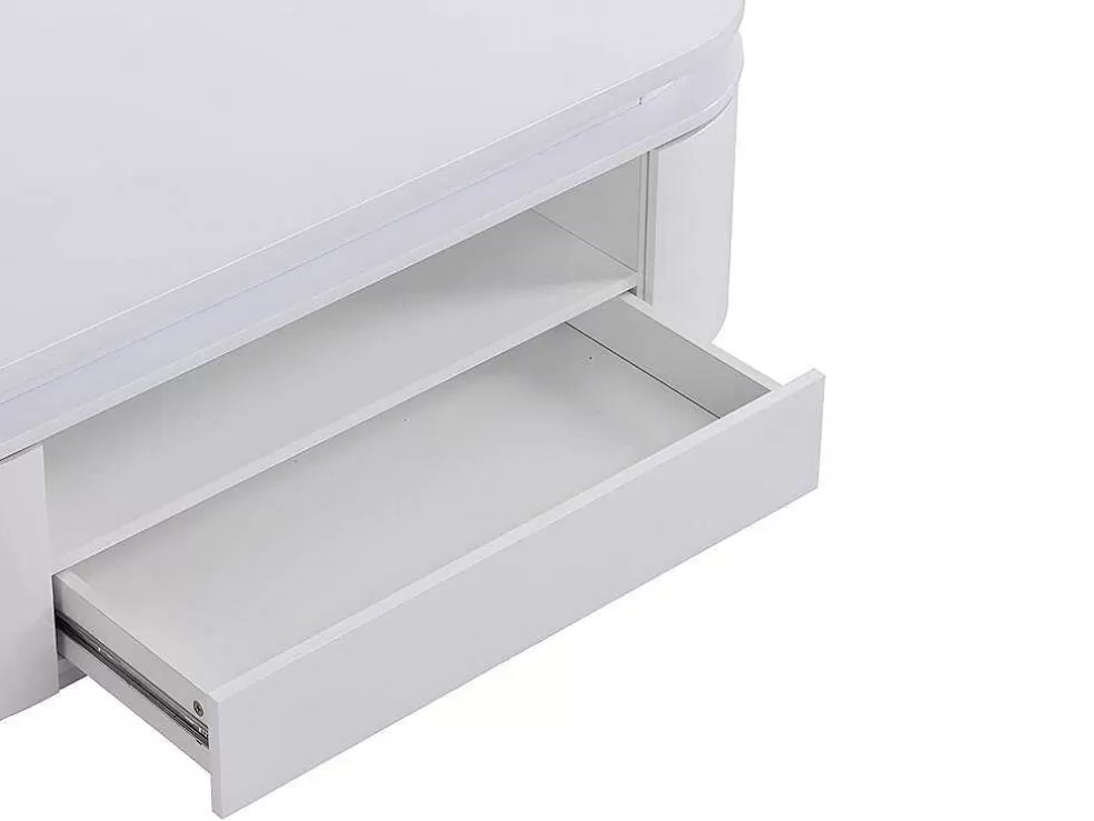Vente-unique Mesa De Centro 4 Portas E 1 Gaveta Com Leds Em Mdf Lacado A Branco - Vandana* Mesa De Centro