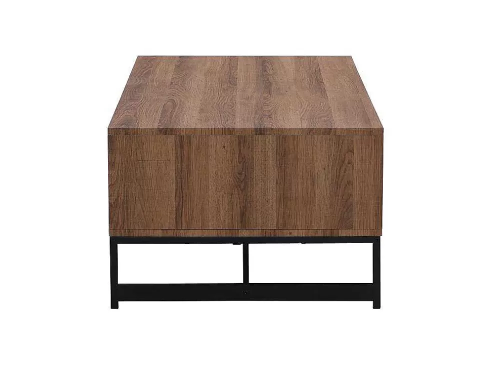 Vente-unique Mesa De Centro Com 2 Gavetas E 2 Nichos Em Mdf Cor Natural E Preto - Caratana* Mesa De Centro