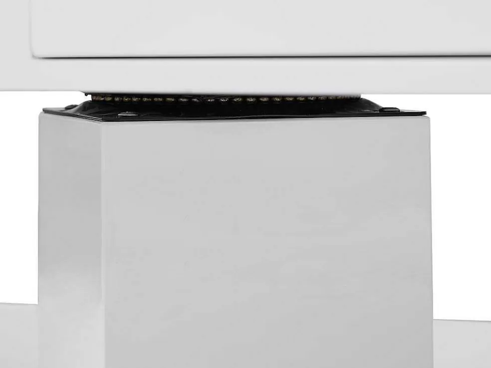 Vente-unique Mesa De Centro Com Tampo Giratorio, 2 Gavetas E 2 Nichos Mdf Lacado A Branco - Ilya* Mesa De Centro