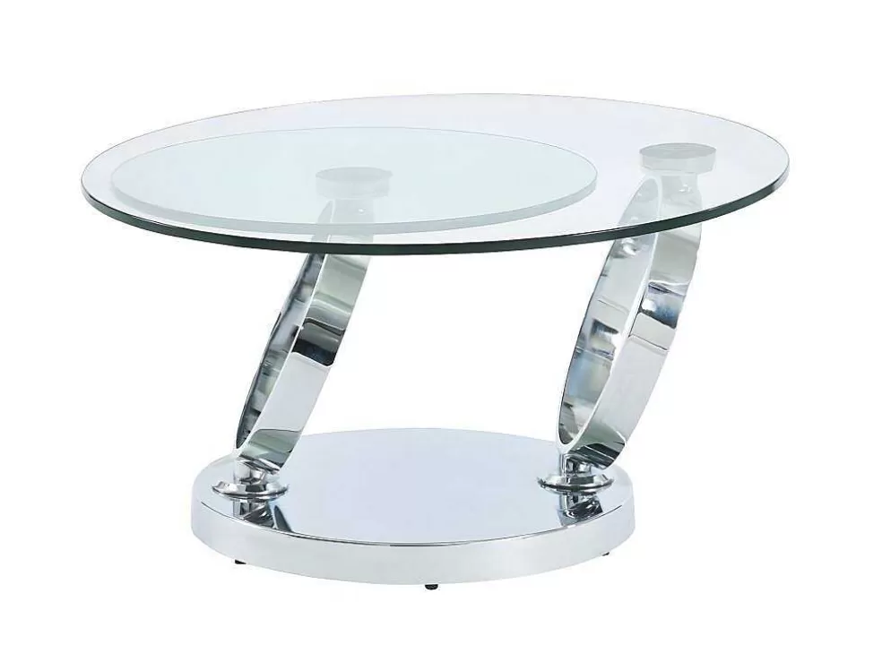 Maison Céphy Mesa De Centro Com Tampos Giratorios Joline - Vidro Temperado E Metal* Mesa De Centro